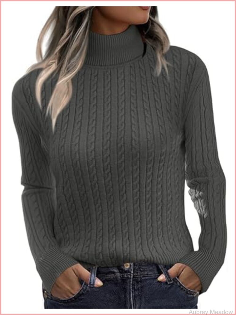 Zeagoo Womens Turtleneck Cable Knit Long Sleeve Pullover Sweater Fall Winter